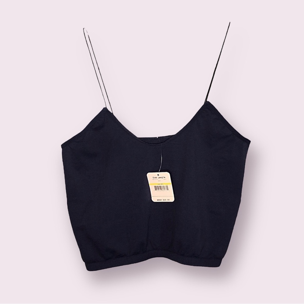 Free People Navy Blue Spaghetti Strap Crop Top​